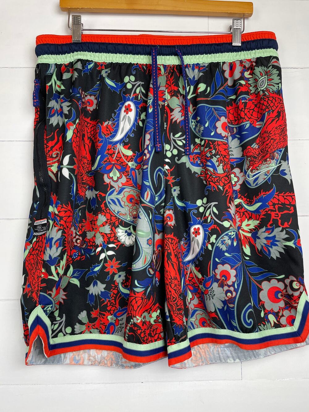 Nike DNA Dragon Paisley Basketball Shorts Men's XL Blue Orange Mesh CK6347-455